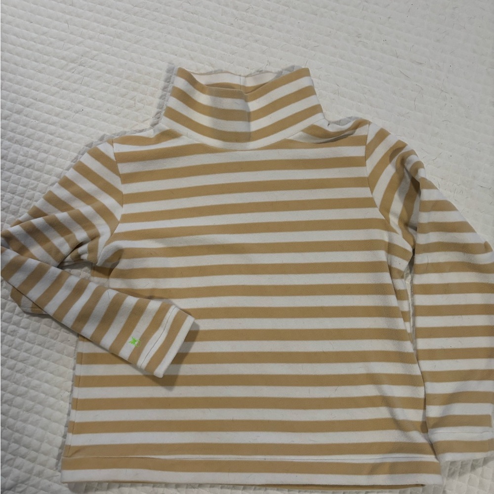 Dudley Stephens Women’s Tan and White Striped Long Sleeve Turtleneck